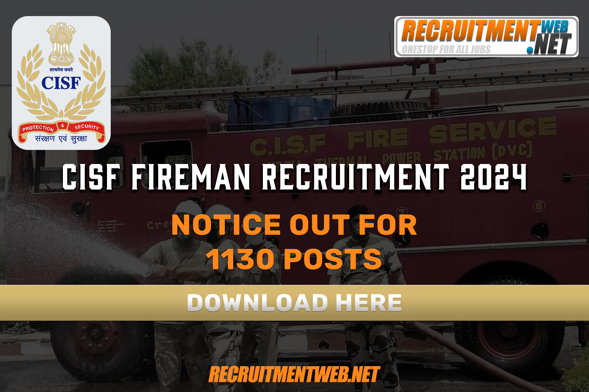 CISF Fireman Recruitment 2024