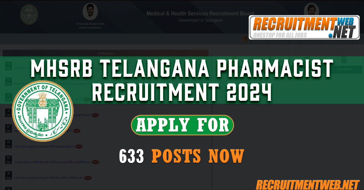 MHSRB Telangana Pharmacist Recruitment 2024