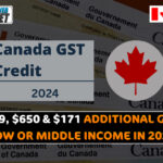 Canada $519, $650 & $171 Additional GST Payment Low Or Middle Income In 2024